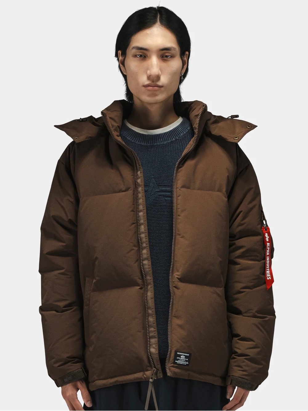 Alpha Industries Down Fill Puffer Parka Coyote Brown Removable Hood